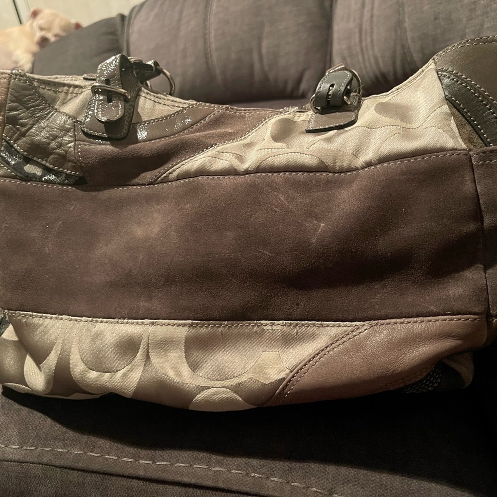 Authentic Coach Gray Pieced Patchwork Leather Sue… - image 3